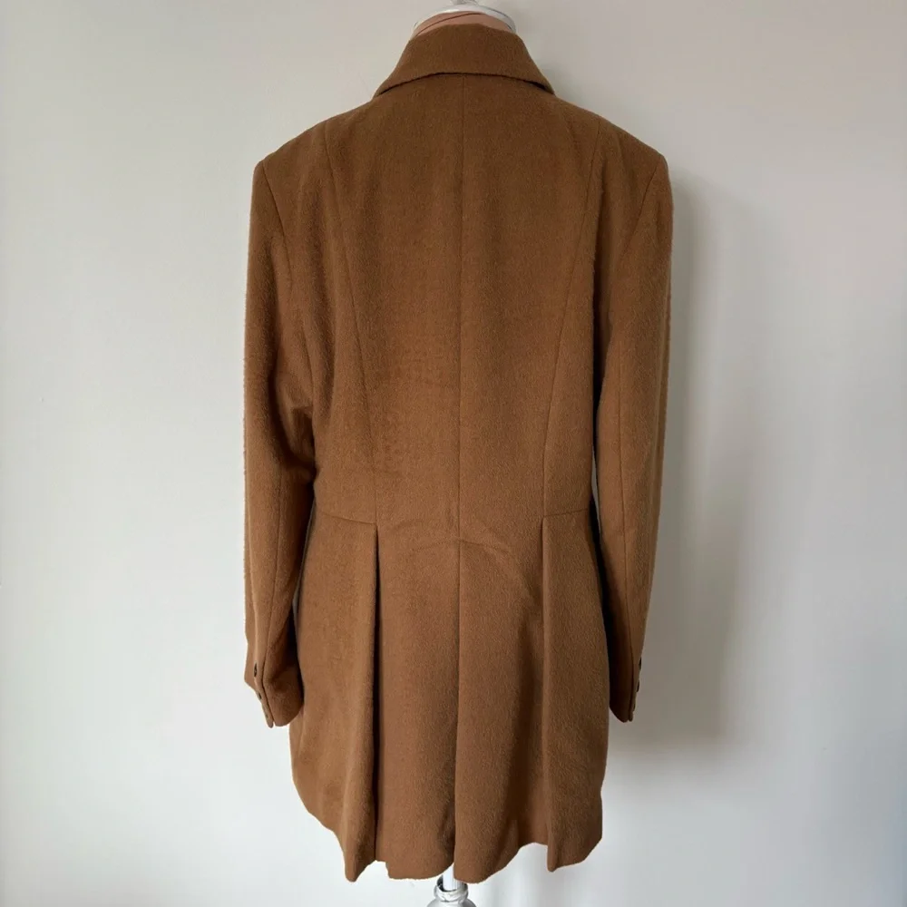 Peruvian Connection Swampscott Baby Alpaca Camel Brown Box Pleated Coat Size 12